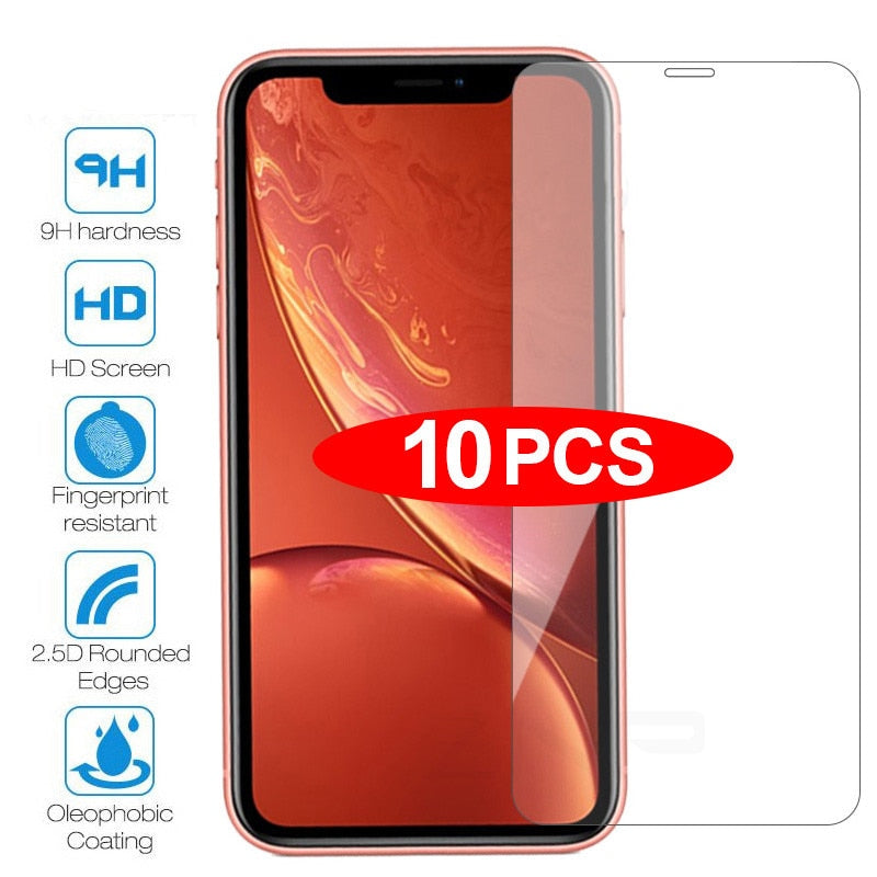 10Pcs Tempered Glass For iPhone 11Pro Max 6 6s 7 8 Plus 5 5s 5c SE Screen Protective Film For iPhone X XS Max XR Glass Protector - Tecnmol